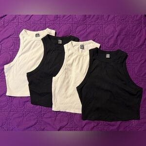 SHEIN Cotton Crop Crew Neck Top Set - 4 pcs